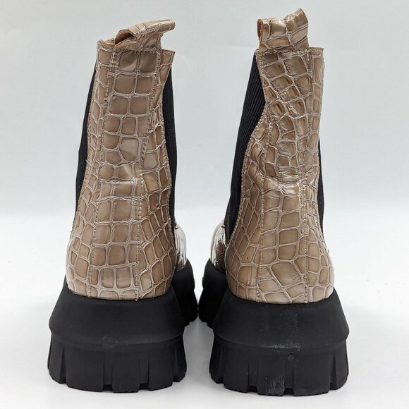 Topshop Women Alpha Patent Leather Croc Print Chelsea Platform Boots 7US EUR38 - Picture 6 of 11